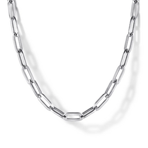 Gabriel Sterling Silver 32" Solid Paper Clip Chain Necklace