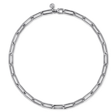 Load image into Gallery viewer, Gabriel Sterling Silver Oval Link Chain Necklace with Bujukan Stations
