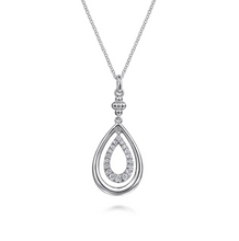 Load image into Gallery viewer, Gabriel Sterling Silver White Sapphire Bujukan Teardrop Pendant Necklace
