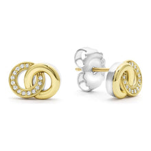 Load image into Gallery viewer, Lagos 18K and Sterling Silver Interlocking Diamond Stud Earrings
