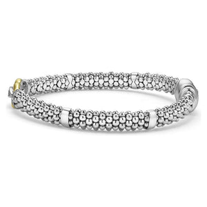 Lagos 18K and Sterling Silver Buckle Diamond Caviar Bracelet