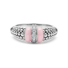 Load image into Gallery viewer, Lagos Sterling Silver Pink Caviar Diamond Station Fashion Ring
