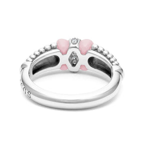 Lagos Sterling Silver Pink Caviar Diamond Station Fashion Ring