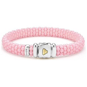 Lagos Sterling Silver Pink Caviar 9mm Ceramic Bracelet