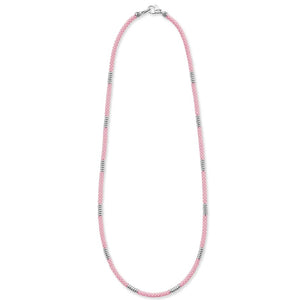 Lagos Pink Caviar 16"  Sterling Silver Station Necklace