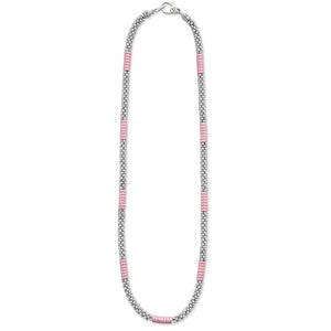 Lagos Sterling Silver 18"  Pink Caviar Station Necklace