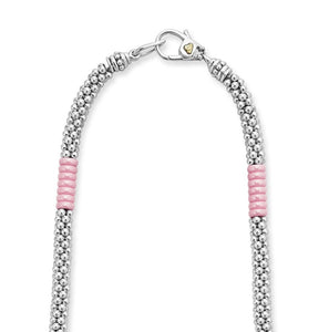 Lagos Sterling Silver 18"  Pink Caviar Station Necklace