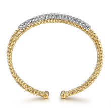 Load image into Gallery viewer, Gabriel 14K White-Yellow Diamond Criss Cross Bangle
