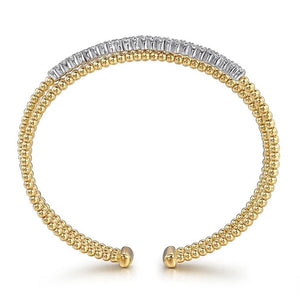 Gabriel 14K White-Yellow Diamond Criss Cross Bangle