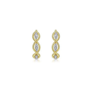 Gabriel 14K Yellow Gold Diamond Twisted Layer Hoops