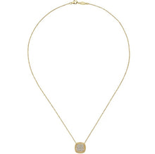 Load image into Gallery viewer, Gabriel 14K Yellow Gold Cushion Shape Diamond Pave Pendant Necklace
