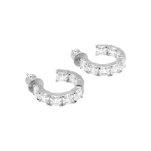 Load image into Gallery viewer, Lil Queens 0.75&quot; Hoops in White Diamondettes
