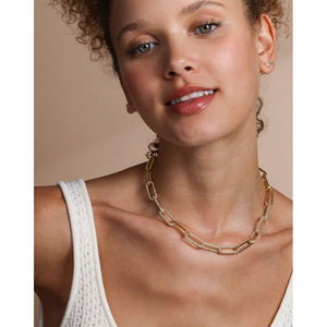 Carrie Pavé  Chain Necklace in White Diamondettes