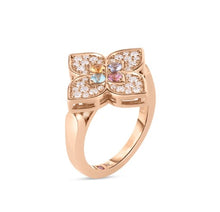 Load image into Gallery viewer, Roberto Coin 18K Rose Mixed Stones &amp; Diamond Venetian Princess Flower Ring
