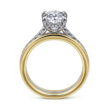 Load image into Gallery viewer, Gabriel &quot;Feah&quot; 14K Two-Tone Wide Band Oval Diamond Engagement Ring
