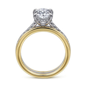 Gabriel "Feah" 14K Two-Tone Wide Band Oval Diamond Engagement Ring