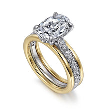 Load image into Gallery viewer, Gabriel &quot;Feah&quot; 14K Two-Tone Wide Band Oval Diamond Engagement Ring
