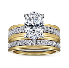 Load image into Gallery viewer, Gabriel &quot;Feah&quot; 14K Two-Tone Wide Band Oval Diamond Engagement Ring
