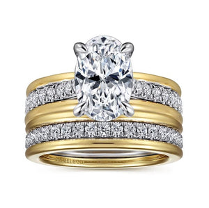 Gabriel "Feah" 14K Two-Tone Wide Band Oval Diamond Engagement Ring