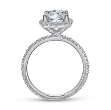 Load image into Gallery viewer, Gabriel &quot;Daffodil&quot; 14K White Gold Diamond Cushion Halo Engagement Ring
