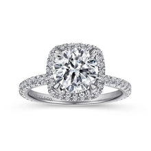 Load image into Gallery viewer, Gabriel &quot;Daffodil&quot; 14K White Gold Diamond Cushion Halo Engagement Ring
