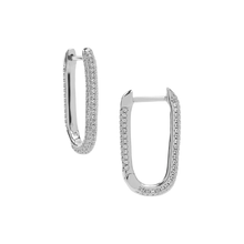 Load image into Gallery viewer, Carrie Pave Chain Huggies in White Diamondettes
