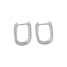 Load image into Gallery viewer, Carrie Pave Chain Huggies in White Diamondettes
