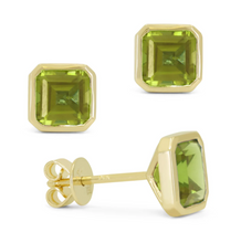 Load image into Gallery viewer, 14K Yellow Gold Gemstone Bezel Asscher Cut Stud Earrings
