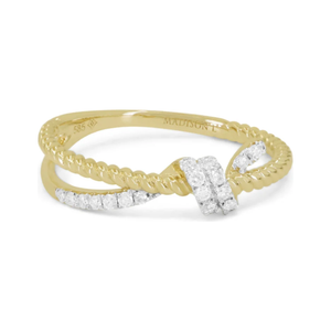 14K Yellow Gold Diamond Knot Fashion Ring