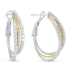 14K Two-Tone Diamond Hoop Earrings