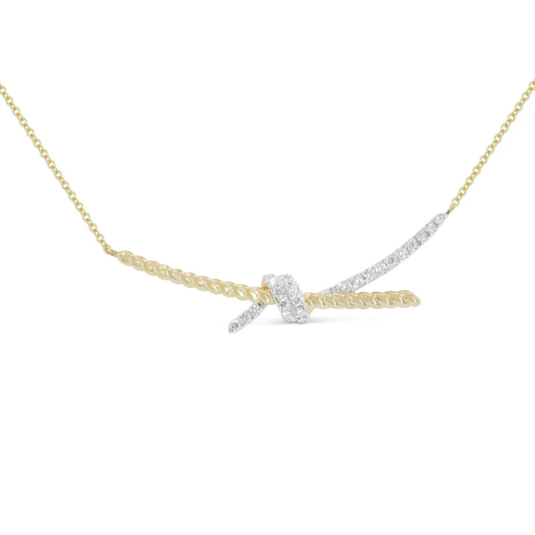 14K Two-Tone Diamond Knot Necklace