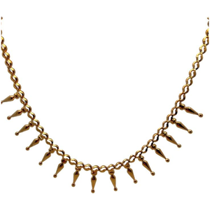 Estate 14K Yellow Gold Arrow Droplet Short Necklace