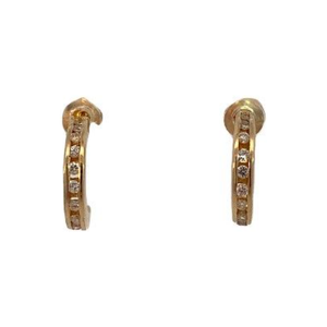 Estate 14K Yellow Gold Diamond Channel Huggies