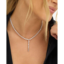 Load image into Gallery viewer, Silver She&#39;s an Icon Lariat Necklace in White Diamondettes
