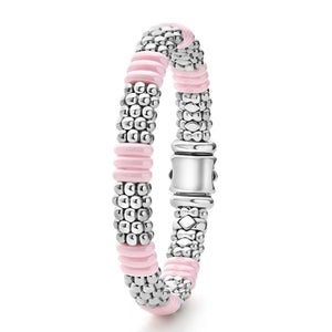 Lagos Sterling Silver Pink Caviar Ceramic Station Bracelet