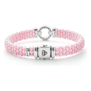 Lagos Sterling Silver Pink Caviar Ceramic Diamond Circle Bracelet