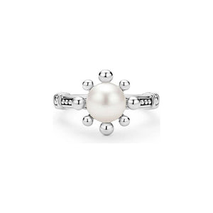 Lagos Sterling Silver Luna Fleur Pearl Ring