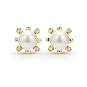 Lagos 18K Luna Fleur Pearl & Diamond Stud Earrings