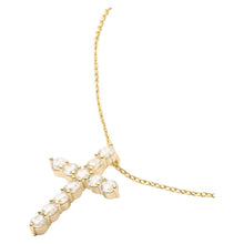 Load image into Gallery viewer, Oh She Fancy Small Cross Necklace in White Diamondettes
