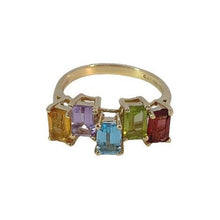 Load image into Gallery viewer, Estate 10K Yellow Gold Rainbow Gemstone Ring
