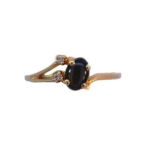 Estate 10K Black Star Sapphire & Diamond Dainty Ring