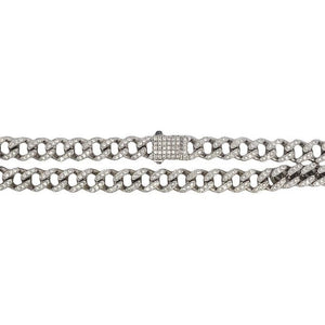 Estate 14K White Gold Diamond Cuban Chain