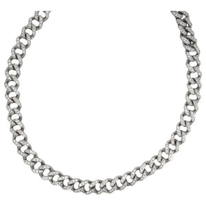 Estate 14K White Gold Diamond Cuban Chain