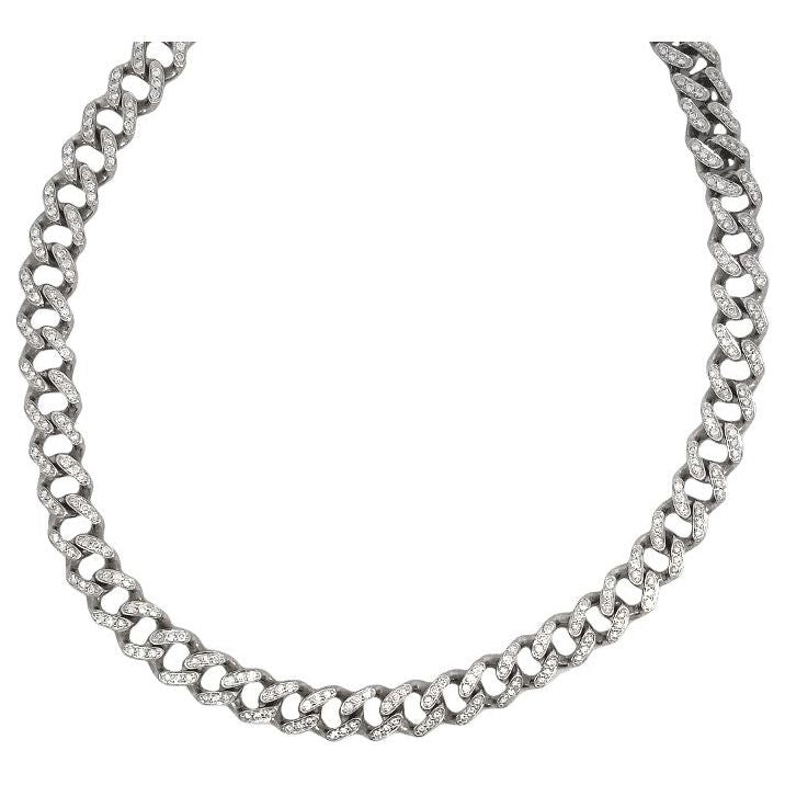 Estate 14K White Gold Diamond Cuban Chain