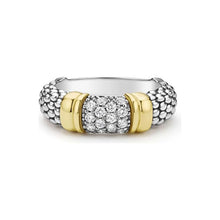 Load image into Gallery viewer, Lagos 18K &amp; Sterling Silver Signature 6mm Caviar Diamond Station Band
