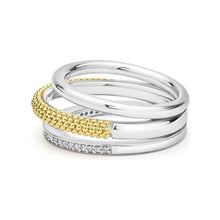 Load image into Gallery viewer, Lagos 18K &amp; Sterling Silver Lux Three Row Diamond Wide Band
