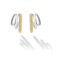 Load image into Gallery viewer, Lagos 18K &amp; Sterling Silver Signature Three Ring Small Hoop Earrings
