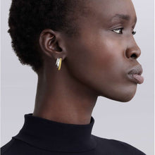 Load image into Gallery viewer, Lagos 18K &amp; Sterling Silver Signature Three Ring Diamond Hoop Earrings
