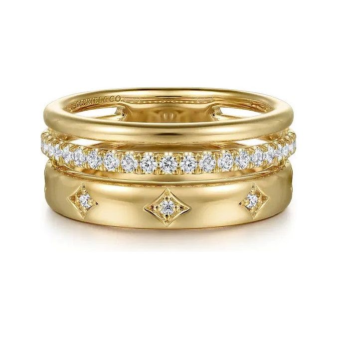 Gabriel 14K Yellow Gold Easy Diamond Stackable Ring