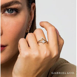 Gabriel 14K Two-Tone Gold Diamond Chevron Ring